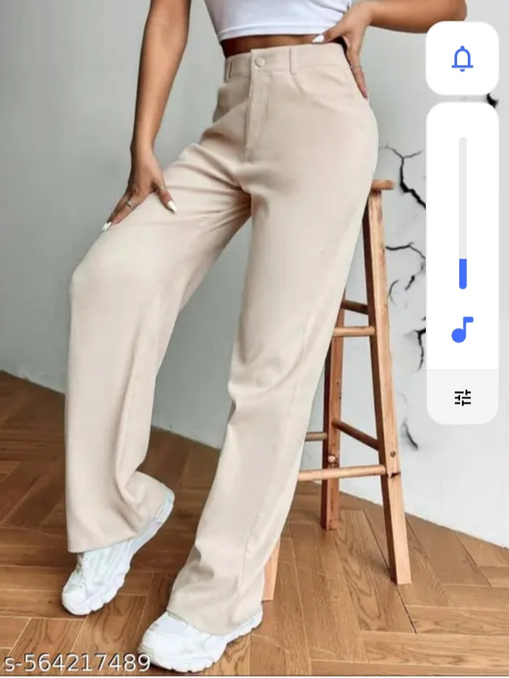 Denim cream wide leg jeans