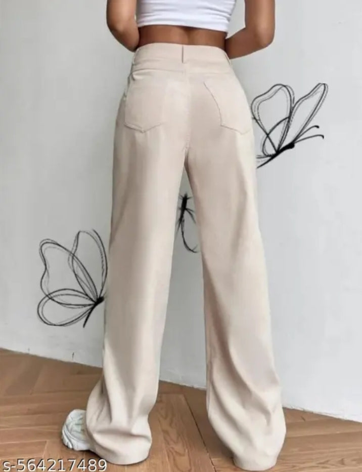 Denim cream wide leg jeans